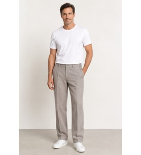 Erkek Modern Klasik Kesim Keten Pantolon 1210-Taş