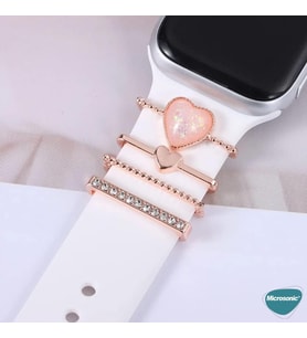 Apple Watch Ultra Kordon Süsü Charm İnci Kalp Rose Gold