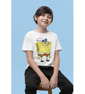 Unisex Süngerbob Baskılı Çizgi Film Çocuk Tişört (1-12 Yaş)