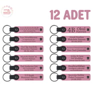 Pembe, Sınıf Öğretmeninden Özel Mesajlı Karne Hatırası Anahtarlık 12’li Set, Minikler İçin Hediye