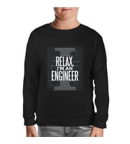 Relax I am an Engineer Siyah Çocuk Sweatshirt