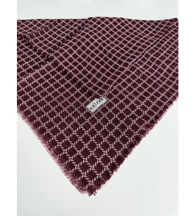 Desenli Flamalı Keten Eşarp- 06112 (Bordo)