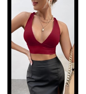 Fantezia Night Kadın Lila Çapraz Sırt Detaylı Şık Crop Top Büstiyer