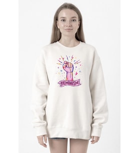 Colorful Feminism Hand Beyaz Kadın 2ip Sweatshirt