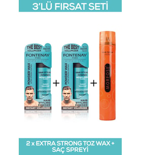 Fontenay Saç Şekillendirici Pudra Toz Wax Matt Effect Mavi 20gr X2 + 400ml Saç Spreyİ 3'Lü Set