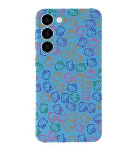 Samsung Galaxy S23 Uyumlu Lansman Kılıf Hello Kitty Tasarımlı İçi Kadife Kapak-Mavi (Şeffaf)
