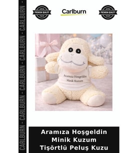 Aramıza Hoşgeldin Minik Kuzum Tişörtlü Peluş Kuzu Doğum Hediyesi Yumuşak Oyuncak Bebek Odası