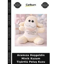 Aramıza Hoşgeldin Minik Kuzum Tişörtlü Peluş Kuzu Doğum Hediyesi Yumuşak Oyuncak Bebek Odası