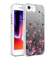 Apple iPhone SE 2022 Kılıf Desenli Zore Silver Sert Kılıf Çiçek