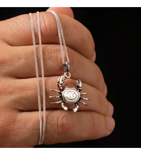 Gümüş Yengeç Kolye 925 Ayar Gümüş Yengeç Figürlü Unisex Kolye Yengeç Burç Kolye