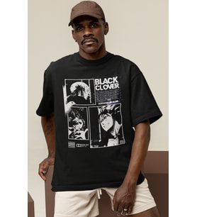 Tasarım Black Clover Anime Baskılı Unisex Oversize Tişört