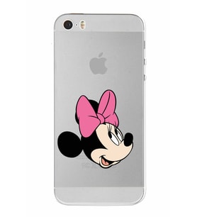 Apple iPhone 5S Uyumlu Kamera Korumalı Tıpalı  Kapak Minnie Mouse TasarımlıŞeffaf Kılıf