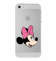 Apple iPhone 5S Uyumlu Kamera Korumalı Tıpalı  Kapak Minnie Mouse TasarımlıŞeffaf Kılıf