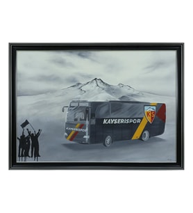 e38 EL İŞÇİLİĞİ KAYSERİSPOR OTOBÜSÜ YAĞLI BOYA TABLO 110*80 cm 5847