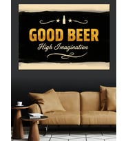 "Good Beer" Yazısı İllüstrasyon Dekoratif Kanvas - Mdf Ahşap Tablo