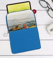 BK Gift Suluboya Tasarımlı Taşınabilir Koruyucu Tablet Kılıfı & Organizer Çanta - Mavi-1