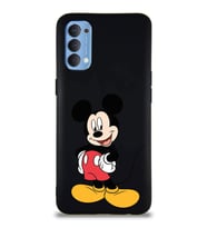 Oppo Reno 4 Soft Premier Kapak Mickey Mouse-E Tasarımlı Silikon Kılıf - Siyah (Şeffaf)