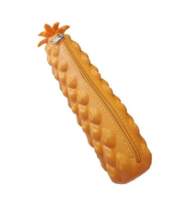 Silikon Ananas Kalemlik Sarı 1 Adet Silikon Kalem Kutusu Eğlenceli Sevimli Ananas Figürlü Hediyelik Kalemlik