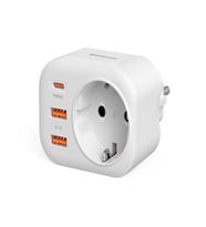 AC-115 2500W 3.4A 2USB 1Type-C 1Soket Akım Korumalı Şarj Adaptörü Priz Çoğaltıcı