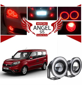 Fiat Doblo D4 Uyumlu, Universal Mercekli Led Angel Sis Farı, 76mm Kırmızı Renk