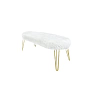 Zem Şila Bench Beyaz Peluş - Gold Ayaklı 90 cm