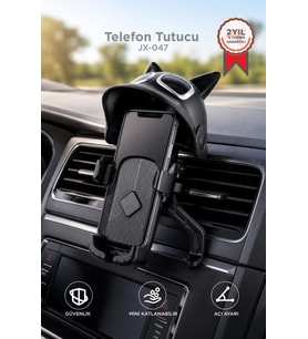 Torima Telefon Tutucu Kedili Motorsiklet Bisiklet Oto Aksesuarları JX047 Siyah
