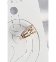 Pirinç Gold Renk Zirkon Taşlı 3'Lü Sıralı Model Kadın Kıkırdak Küpe