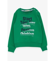 Breeze Erkek Çocuk Sweatshirt Yazı Baskılı 2-6 Yaş, Yeşil