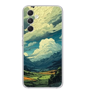 Samsung Galaxy A54 Uyumlu Doğa ve Bulut Desenli Şeffaf Telefon Kılıfı