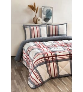 Merinos Comforter Çift Kişilik Yorgan Seti Kırmızı Çizgili 220X240