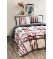 Merinos Comforter Çift Kişilik Yorgan Seti Kırmızı Çizgili 220X240