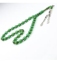 Arpa Kesim 11X8 mm Ateş Kehribar Alpaka Püsküllü Tesbih