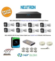 Neutron 2mp 8 kameralı Sesli Dış ortam AHD Full Kamera Seti 4TB Disk NEU-XVR108-FHD NEU-AB102-28-CA
