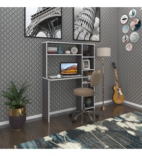 Kenzlife bilgisayar çalışma masası prost gri 140*100*20 kitaplık sağda ofis sekreter laptop