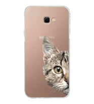 Samsung Galaxy J4 Plus Uyumlu Kamera Korumalı Kapak Catface Tasarımlı  Şeffaf Silikon Kılıf