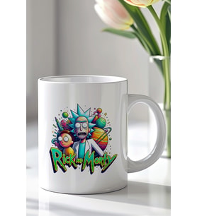 Rick and M. Tasarımlı 330ml Baskılı Beyaz Seramik Kupa Bardak