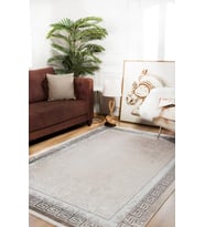 Dijital Kaymaz Yıkanabilir Krem Modern Salon Halısı Mutfak Halısı Koridor Halısı Yolluk HLN1276