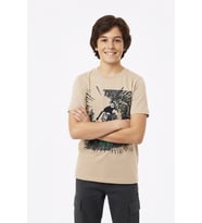 Erkek Çocuk %100 Pamuk T-Shirt-KayKay Baskılı-12-16 Yaş 12526 MODANINO (Krem)