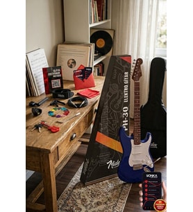 Midex RPH-30WBL Mavi Beyaz Gül Klavye Strat Kasa SSS Elektro Gitar Seti
