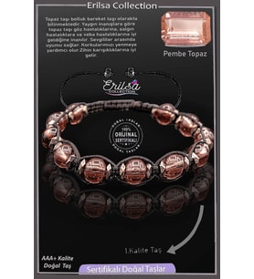 Sertifikalı Terahertz - Pembe Topaz Taşı Bileklik - Ayarlamalı