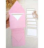 Pembe 5 Adet Mandallı Zarflı Not Kartı Seti- Hediye Kartı - Tebrik Kartı (9x7)