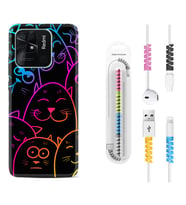 Xiaomi Poco X3 Pro M4 Pro X4 Pro C40 10C Kılıf Kablo Koruma Spiral Silikon Neon Cats 1790