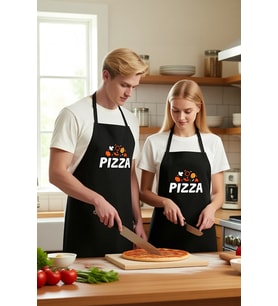Unisex Mutfak Önlüğü Pizza Baskılı Grafik Desen Aşçı Rahat Kesim Günlük Kullanım Modern Şık Konforlu