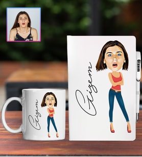 Kişiye Özel Karikatür Tasarım Defter Kalem Kupa Hediye Seti 96243