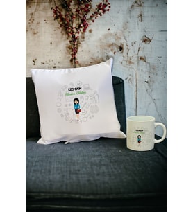 Uzman Kupa Bardak ve Yastık Set 002 (Beyaz)