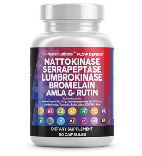 Clean Nutraceuticals Nattokinase, Serrapeptase, 60 Capsul,Lumbrokinase, Enzyme with Bromelain Papain Papaya Enzymes Rutin Extract Amla Magnezium Vitamin B6 & VIT C. (Renksiz)