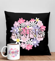 BK Gift Anneler Günü Tasarımlı Siyah Kırlent Yastık ve Kupa Seti, Anneye Hediye, Ev Dekorasyonu, Anneler Günü Hediyesi-3
