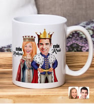 Bk Gift Kişiye Özel Karikatürlü Kraliçe Kral Tasarımlı Beyaz Kupa Bardak-126, Arkadaşa Hediye , Karikatürlü Kupa Bardak