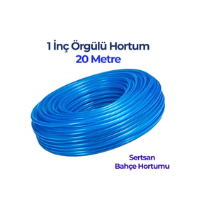 Örgülü Su Hortumu 1 İnç 20 Metre Mavi Dayanıklı Bahçe Hortumu