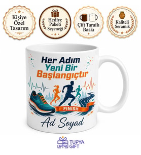 Koşu Sever İçin Karışık Desenli Baskılı Kupa Bardak Spor Hediyesi